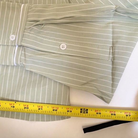 Zara Sage Green Striped Shirt - Picture 10 of 14